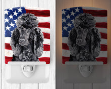 Load image into Gallery viewer, Black Standard Poodle with American Flag USA Ceramic Night Light SC9626CNL