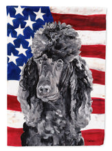 Load image into Gallery viewer, Black Standard Poodle with American Flag USA Garden Flag – Decorative Outdoor Yard Flag SC9626GF