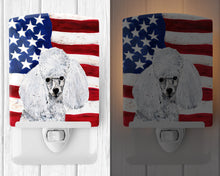 Load image into Gallery viewer, White Toy Poodle with American Flag USA Ceramic Night Light SC9629CNL