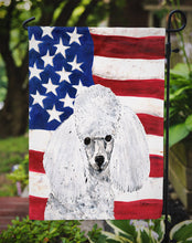 Load image into Gallery viewer, White Toy Poodle with American Flag USA Garden Flag – Decorative Outdoor Yard Flag SC9629GF