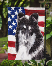 Load image into Gallery viewer, Black and White Collie with American Flag USA Garden Flag – Decorative Outdoor Yard Flag SC9630GF