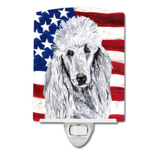Load image into Gallery viewer, White Standard Poodle with American Flag USA Ceramic Night Light SC9631CNL
