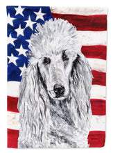 Load image into Gallery viewer, White Standard Poodle with American Flag USA Garden Flag – Decorative Outdoor Yard Flag SC9631GF