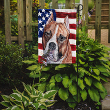 Load image into Gallery viewer, Staffordshire Bull Terrier Staffie with American Flag USA Garden Flag – Decorative Outdoor Yard Flag SC9632GF