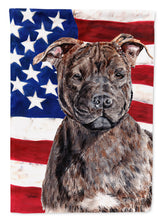 Load image into Gallery viewer, Staffordshire Bull Terrier Staffie with American Flag USA Flag Canvas House Size SC9633CHF