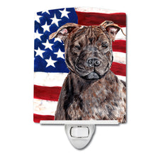 Load image into Gallery viewer, Staffordshire Bull Terrier Staffie with American Flag USA Ceramic Night Light SC9633CNL