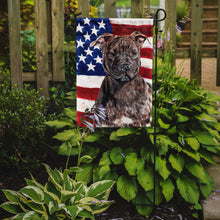 Load image into Gallery viewer, Staffordshire Bull Terrier Staffie with American Flag USA Garden Flag – Decorative Outdoor Yard Flag SC9633GF