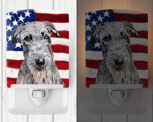 Load image into Gallery viewer, Scottish Deerhound with American Flag USA Ceramic Night Light SC9634CNL