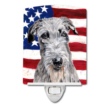 Load image into Gallery viewer, Scottish Deerhound with American Flag USA Ceramic Night Light SC9634CNL