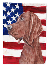 Load image into Gallery viewer, Redbone Coonhound with American Flag USA Flag Canvas House Size SC9635CHF