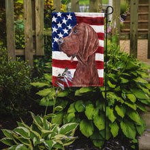 Load image into Gallery viewer, Redbone Coonhound with American Flag USA Garden Flag – Decorative Outdoor Yard Flag SC9635GF