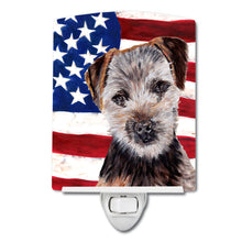 Load image into Gallery viewer, Norfolk Terrier Puppy with American Flag USA Ceramic Night Light SC9639CNL
