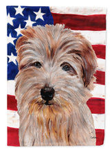 Load image into Gallery viewer, Norfolk Terrier with American Flag USA Flag Canvas House Size SC9640CHF