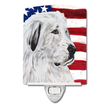 Load image into Gallery viewer, Great Pyrenees with American Flag USA Ceramic Night Light SC9642CNL