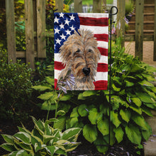 Load image into Gallery viewer, Golden Doodle 2 with American Flag USA Garden Flag – Decorative Outdoor Yard Flag SC9643GF