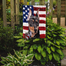 Load image into Gallery viewer, German Pinscher with American Flag USA Garden Flag – Decorative Outdoor Yard Flag SC9644GF