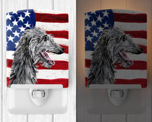 Load image into Gallery viewer, Scottish Deerhound with American Flag USA Ceramic Night Light SC9645CNL