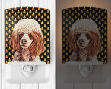 Load image into Gallery viewer, Red Miniature Poodle Candy Corn Halloween Ceramic Night Light SC9651CNL