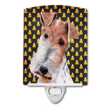 Load image into Gallery viewer, Wire Fox Terrier Candy Corn Halloween Ceramic Night Light SC9652CNL