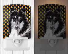 Load image into Gallery viewer, Black and White Collie Candy Corn Halloween Ceramic Night Light SC9654CNL