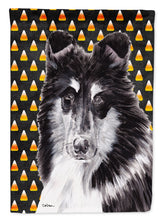 Load image into Gallery viewer, Black and White Collie Candy Corn Halloween Garden Flag - Outdoor Decorative Yard Flag SC9654GF