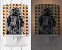 Load image into Gallery viewer, Black Standard Poodle Fall Leaves Ceramic Night Light SC9674CNL