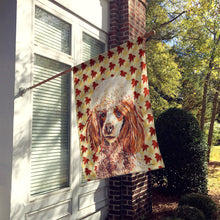 Load image into Gallery viewer, Red Miniature Poodle Fall Leaves Flag Canvas House Size SC9675CHF