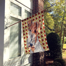 Load image into Gallery viewer, Wire Fox Terrier Fall Leaves Flag Canvas House Size SC9676CHF