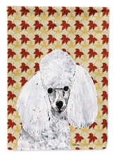 Load image into Gallery viewer, White Toy Poodle Fall Leaves Flag Canvas House Size SC9677CHF