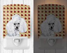 Load image into Gallery viewer, White Toy Poodle Fall Leaves Ceramic Night Light SC9677CNL