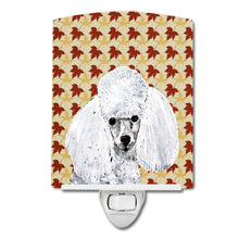 Load image into Gallery viewer, White Toy Poodle Fall Leaves Ceramic Night Light SC9677CNL