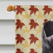 Load image into Gallery viewer, Black and White Collie Fall Leaves Flag Canvas House Size SC9678CHF