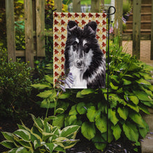 Load image into Gallery viewer, Black and White Collie Fall Leaves Garden Flag – Decorative Outdoor Yard Flag SC9678GF