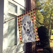 Load image into Gallery viewer, White Standard Poodle Fall Leaves Flag Canvas House Size SC9679CHF