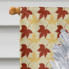 Load image into Gallery viewer, White Standard Poodle Fall Leaves Flag Canvas House Size SC9679CHF