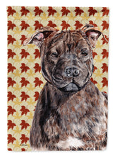 Load image into Gallery viewer, Staffordshire Bull Terrier Staffie Fall Leaves Flag Canvas House Size SC9681CHF