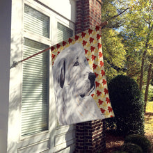Load image into Gallery viewer, Great Pyrenees Fall Leaves Flag Canvas House Size SC9690CHF