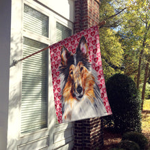 Load image into Gallery viewer, Collie Hearts and Love Flag Canvas House Size SC9694CHF