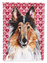 Load image into Gallery viewer, Collie Hearts and Love Flag Canvas House Size SC9694CHF