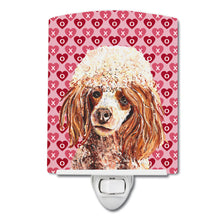 Load image into Gallery viewer, Red Miniature Poodle Hearts and Love Ceramic Night Light SC9699CNL