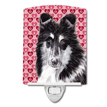 Load image into Gallery viewer, Black and White Collie Hearts and Love Ceramic Night Light SC9702CNL