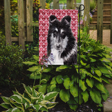 Load image into Gallery viewer, Black and White Collie Hearts and Love Garden Flag – Decorative Outdoor Yard Flag SC9702GF