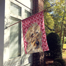 Load image into Gallery viewer, Golden Doodle 2 Hearts and Love Flag Canvas House Size SC9715CHF
