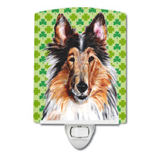 Load image into Gallery viewer, Collie Lucky Shamrock St. Patrick's Day Ceramic Night Light SC9718CNL