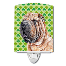 Load image into Gallery viewer, Shar Pei Lucky Shamrock St. Patrick's Day Ceramic Night Light SC9719CNL