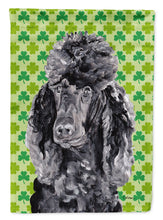 Load image into Gallery viewer, Black Standard Poodle Lucky Shamrock St. Patrick's Day Flag Canvas House Size SC9722CHF