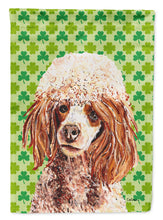 Load image into Gallery viewer, Red Miniature Poodle Lucky Shamrock St. Patrick's Day Flag Canvas House Size SC9723CHF