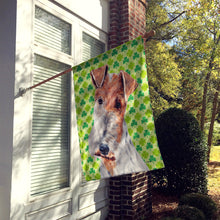 Load image into Gallery viewer, Wire Fox Terrier Lucky Shamrock St. Patrick's Day Flag Canvas House Size SC9724CHF