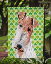 Load image into Gallery viewer, Wire Fox Terrier Lucky Shamrock St. Patrick's Day Garden Flag - Outdoor Decorative Yard Flag