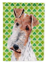 Load image into Gallery viewer, Wire Fox Terrier Lucky Shamrock St. Patrick's Day Garden Flag - Outdoor Decorative Yard Flag